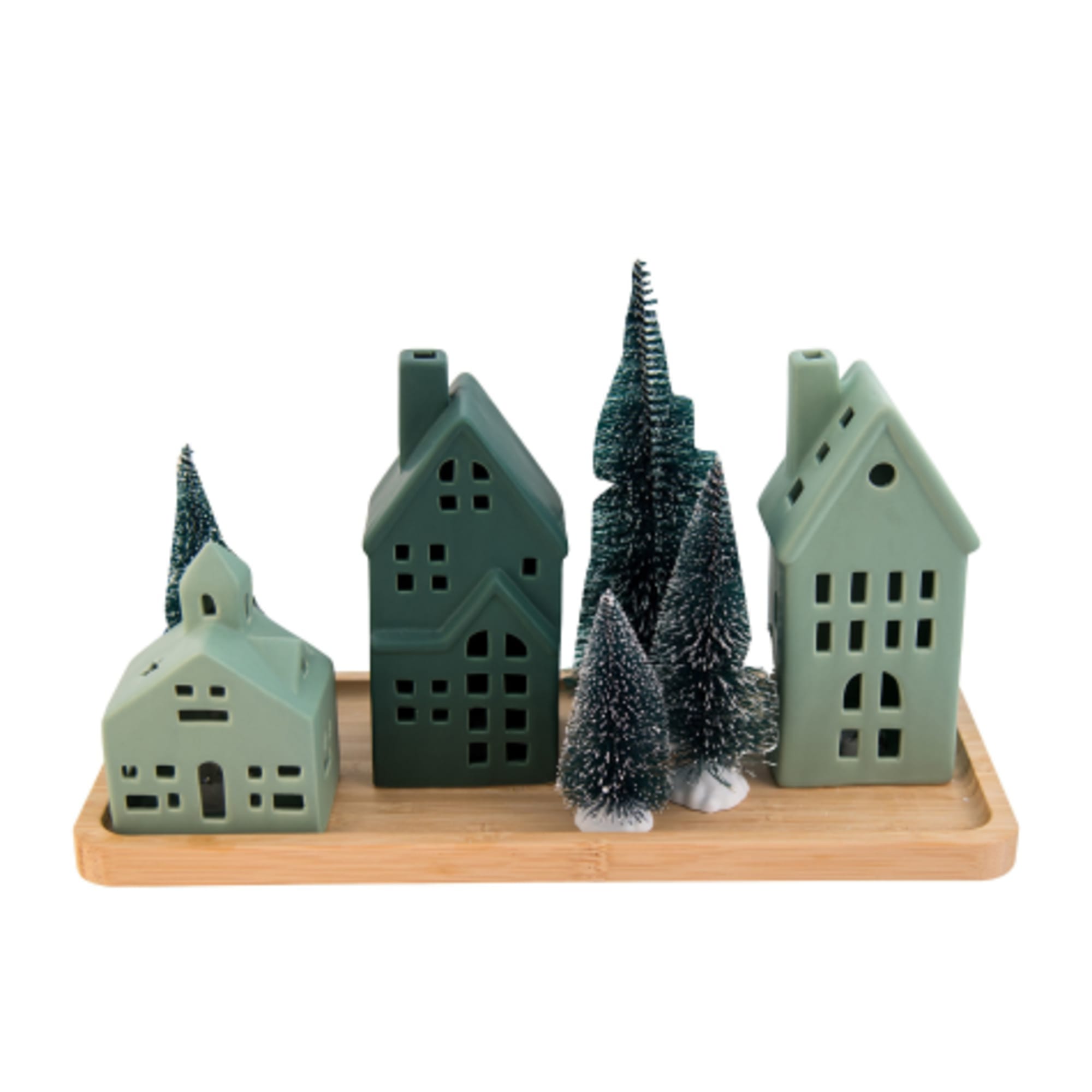 Rectangular LED Christmas House Set Green Kitchen Warehouse™